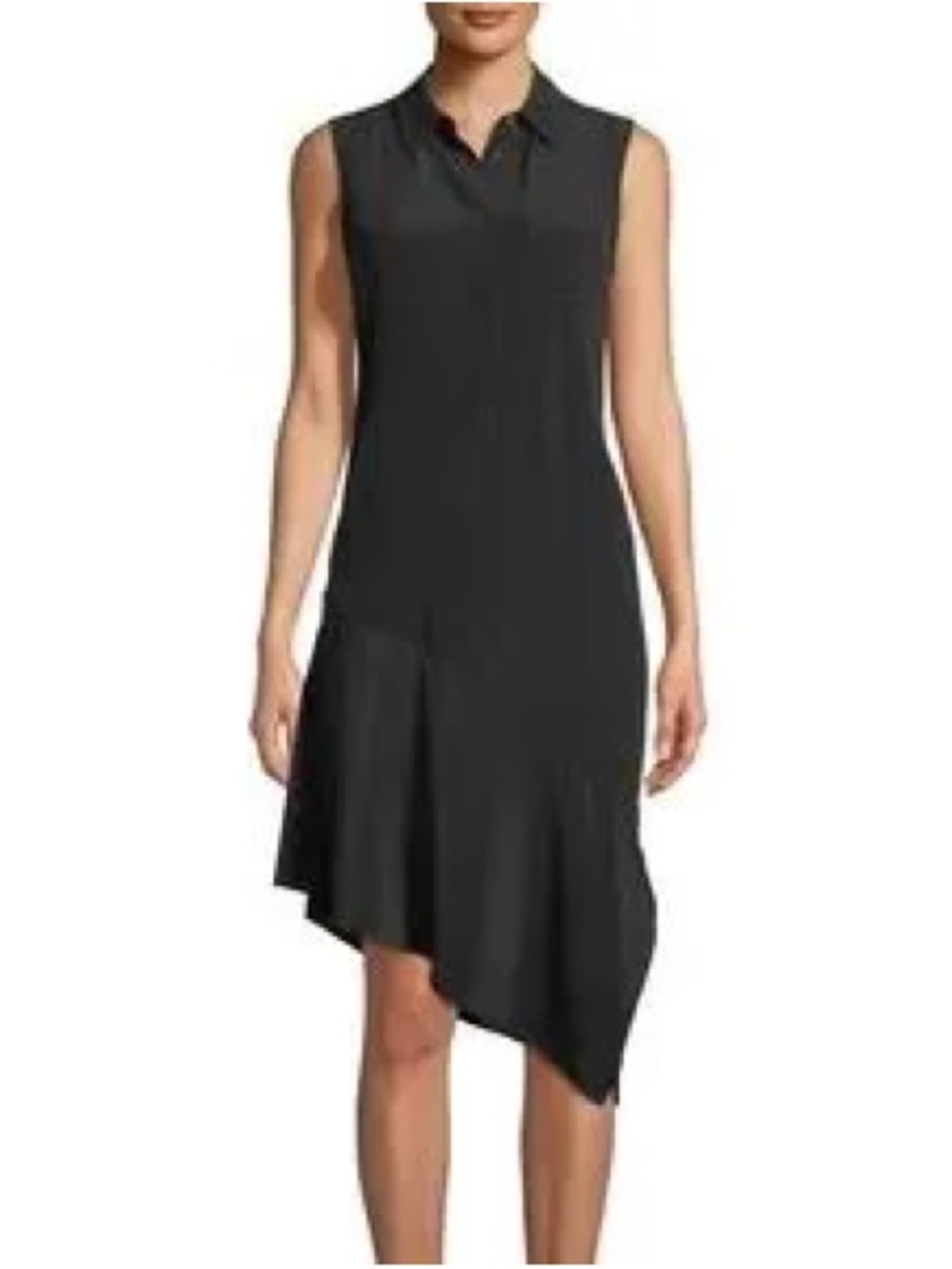 Equipment Femme Tira Silk Sleeveless Asym Dress in Black, Women’s size XS